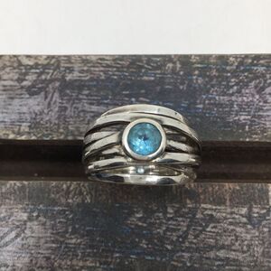 Franco P Blue Topaz 925 Thailand Sterling Silver Ring Sz 7